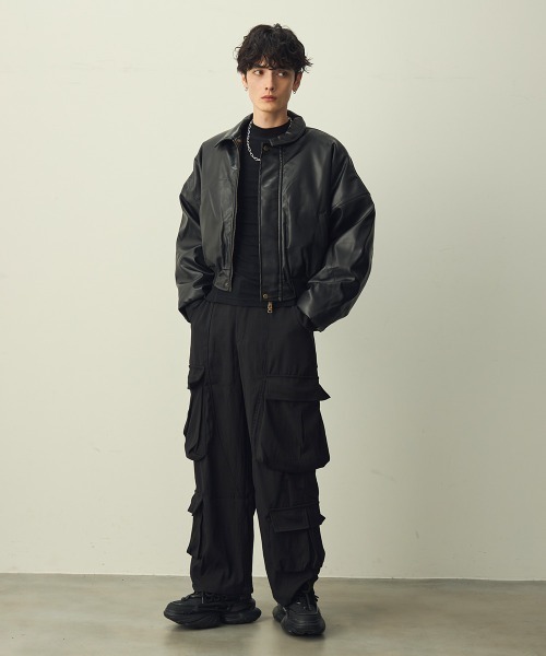 Shoowtime(ショウタイム)の「Double cargo wide slacks / ダブルカーゴワイドスラックス(スラックス・メンズ・ブラック・X-LARGE/MEDIUM/LARGE)」の14枚目の写真