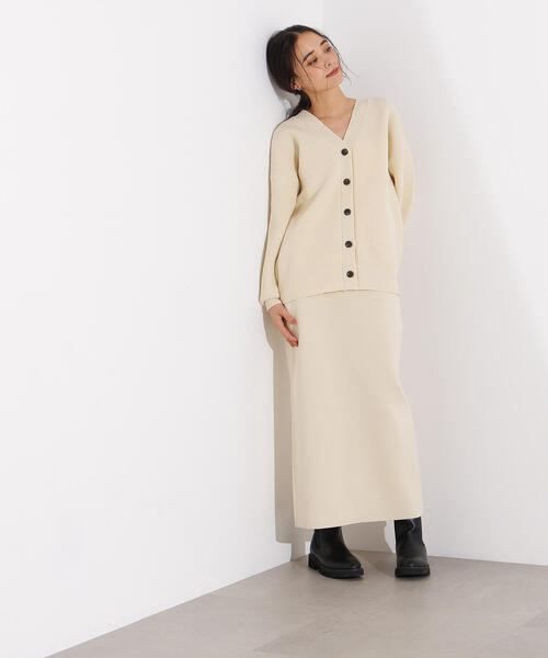 N.（N. Natural Beauty Basic）（エヌエヌナチュラルビューティーベーシック）の「【PS/低身長サイズ】フォルムニットカーデセットアップ（ワンピース・レディース・ブラウン/ブルー/オフホワイト・P/S/MEDIUM）」の4枚目の写真