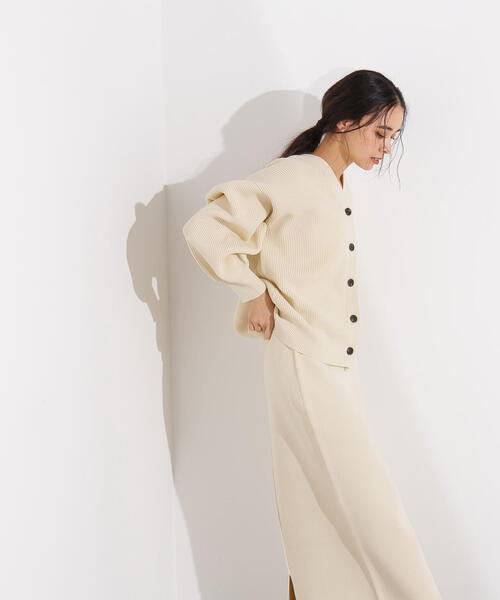 N.（N. Natural Beauty Basic）（エヌエヌナチュラルビューティーベーシック）の「【PS/低身長サイズ】フォルムニットカーデセットアップ（ワンピース・レディース・ブラウン/ブルー/オフホワイト・P/S/MEDIUM）」の6枚目の写真