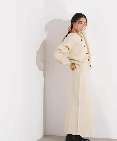 N.（N. Natural Beauty Basic）（エヌエヌナチュラルビューティーベーシック）の「【PS/低身長サイズ】フォルムニットカーデセットアップ（ワンピース・レディース・ブラウン/ブルー/オフホワイト・P/S/MEDIUM）」の7枚目の写真