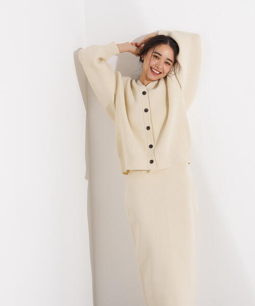 N.（N. Natural Beauty Basic）（エヌエヌナチュラルビューティーベーシック）の「【PS/低身長サイズ】フォルムニットカーデセットアップ（ワンピース・レディース・ブラウン/ブルー/オフホワイト・P/S/MEDIUM）」の8枚目の写真