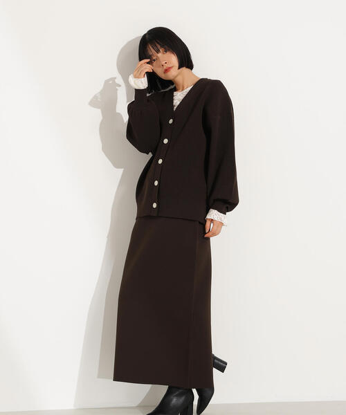 N.（N. Natural Beauty Basic）（エヌエヌナチュラルビューティーベーシック）の「【PS/低身長サイズ】フォルムニットカーデセットアップ（ワンピース・レディース・ブラウン/ブルー/オフホワイト・P/S/MEDIUM）」の22枚目の写真