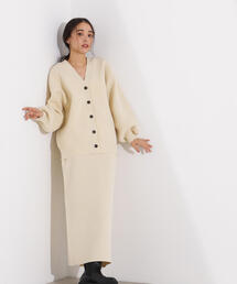 N.（N. Natural Beauty Basic） | 【PS/低身長サイズ】フォルムニットカーデセットアップ(ワンピース)