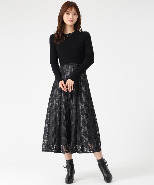 MISCH MASCH（ミッシュマッシュ）の「2025秋冬新作 ラメレースニットドッキングワンピース（ワンピース・レディース・グレー/ブラック/ピンク・ﾌﾘ-）」の19枚目の写真