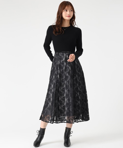 MISCH MASCH（ミッシュマッシュ）の「2025秋冬新作 ラメレースニットドッキングワンピース（ワンピース・レディース・グレー/ブラック/ピンク・ﾌﾘ-）」の18枚目の写真