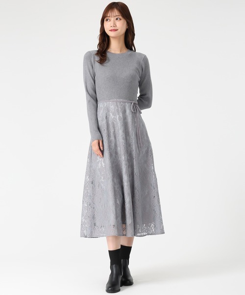 MISCH MASCH（ミッシュマッシュ）の「2025秋冬新作 ラメレースニットドッキングワンピース（ワンピース・レディース・グレー/ブラック/ピンク・ﾌﾘ-）」の17枚目の写真