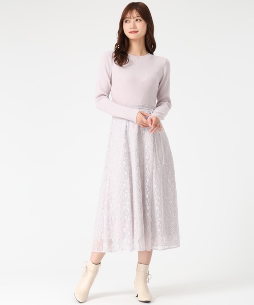 MISCH MASCH（ミッシュマッシュ）の「2025秋冬新作 ラメレースニットドッキングワンピース（ワンピース・レディース・グレー/ブラック/ピンク・ﾌﾘ-）」の15枚目の写真