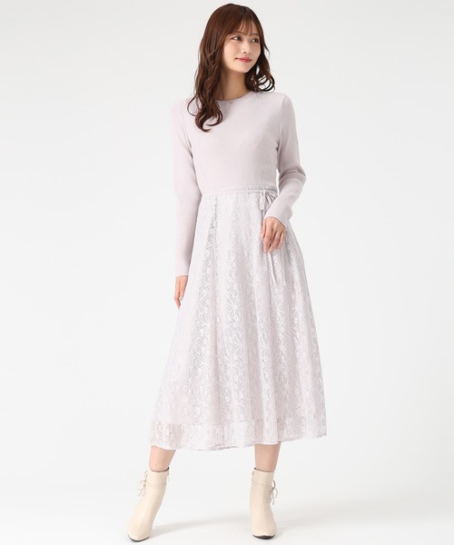 MISCH MASCH（ミッシュマッシュ）の「2025秋冬新作 ラメレースニットドッキングワンピース（ワンピース・レディース・グレー/ブラック/ピンク・ﾌﾘ-）」の14枚目の写真