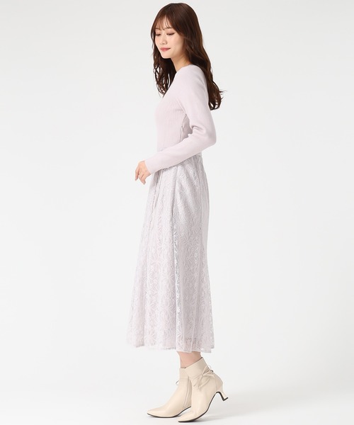 MISCH MASCH（ミッシュマッシュ）の「2025秋冬新作 ラメレースニットドッキングワンピース（ワンピース・レディース・グレー/ブラック/ピンク・ﾌﾘ-）」の13枚目の写真