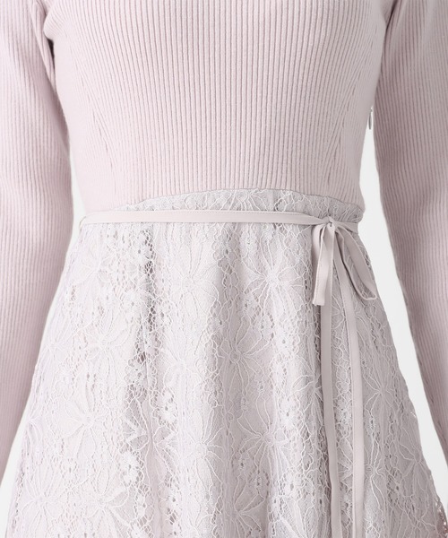 MISCH MASCH（ミッシュマッシュ）の「2025秋冬新作 ラメレースニットドッキングワンピース（ワンピース・レディース・グレー/ブラック/ピンク・ﾌﾘ-）」の6枚目の写真