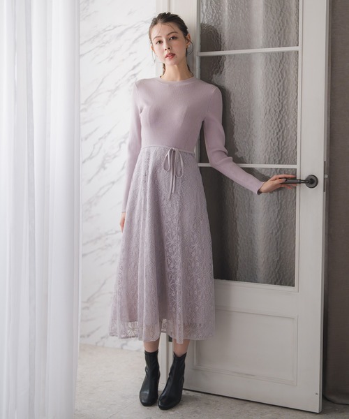 MISCH MASCH（ミッシュマッシュ）の「2025秋冬新作 ラメレースニットドッキングワンピース（ワンピース・レディース・グレー/ブラック/ピンク・ﾌﾘ-）」の20枚目の写真