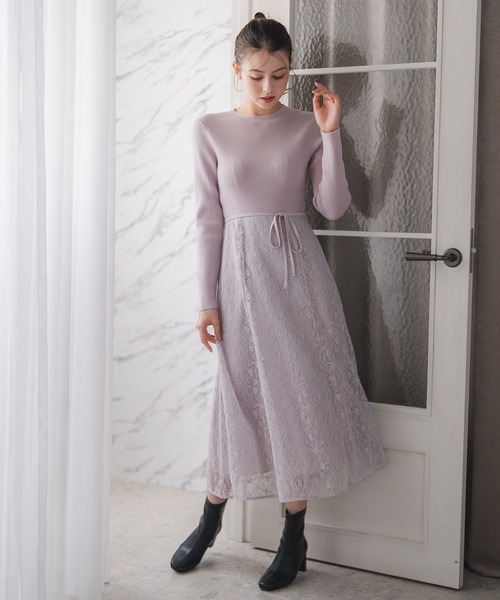 MISCH MASCH（ミッシュマッシュ）の「2025秋冬新作 ラメレースニットドッキングワンピース（ワンピース・レディース・グレー/ブラック/ピンク・ﾌﾘ-）」の22枚目の写真