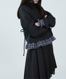 apres jour mignon(アプレジュールミニョン)の【apresjour mignon soie】dot×ribbon cropped jacket/裏地ドットリボン付きクロップドジャケット(テーラードジャケット)