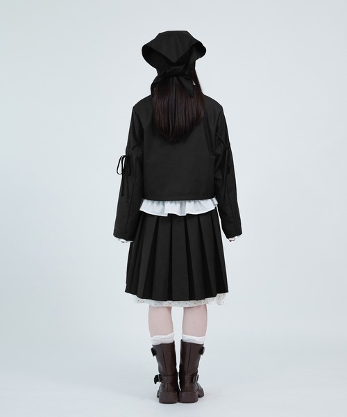 apres jour mignon(アプレジュールミニョン)の「【apresjour mignon soie】dot×ribbon cropped jacket/裏地ドットリボン付きクロップドジャケット(テーラードジャケット・レディース・ブラック/グレー・LARGE/フリー)」の18枚目の写真