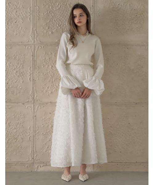 MEISM（ミズム）の「[MEISM by Re:EDIT][2025AW COLLECTION][低身長サイズ有]ジャカードフリンジロングフレアスカート（スカート・レディース・ブラック/ホワイト・LARGE/MEDIUM/SHORT）」の8枚目の写真