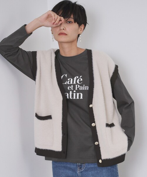 OPAQUE.CLIP(オペークドットクリップ)の「ロングロゴTシャツ【洗濯機OK】(Tシャツ/カットソー・レディース・チャコールグレー/ライトベージュ/ホワイト・00)」の16枚目の写真