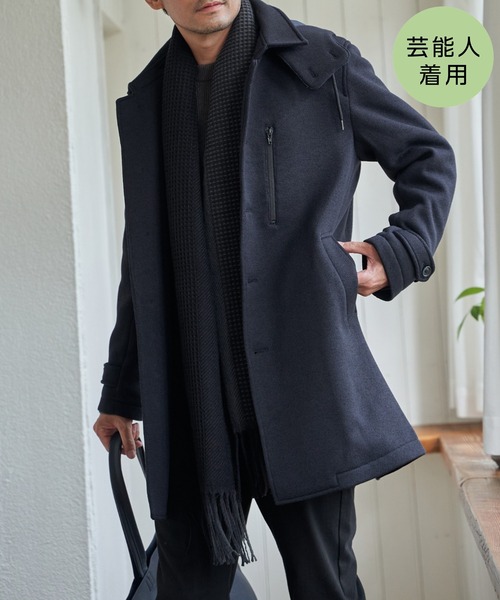 メンズのステンカラーコート（ブルー・ネイビー/青色系）ファッション