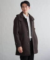 ステンカラーコート（フード取り外し可）ファッション通販