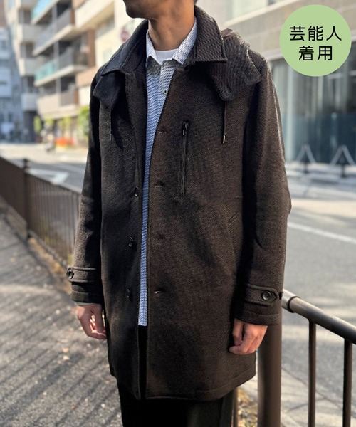IKKA LOUNGE(イッカラウンジ)の「【雑誌掲載】ウールライクニットステンカラーコート【芸能人着用】(ステンカラーコート・メンズ・ネイビー/ブラック/チャコール/ブラウン・M/L/XL/S)」の3枚目の写真