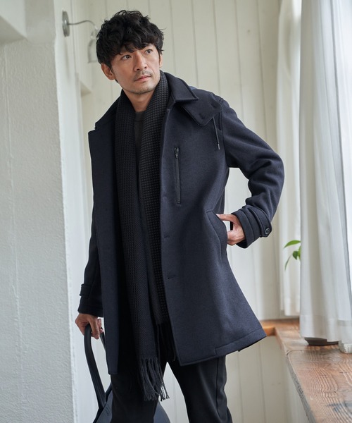 IKKA LOUNGE(イッカラウンジ)の「【雑誌掲載】ウールライクニットステンカラーコート【芸能人着用】(ステンカラーコート・メンズ・ネイビー/ブラック/チャコール/ブラウン・M/L/XL/S)」の10枚目の写真