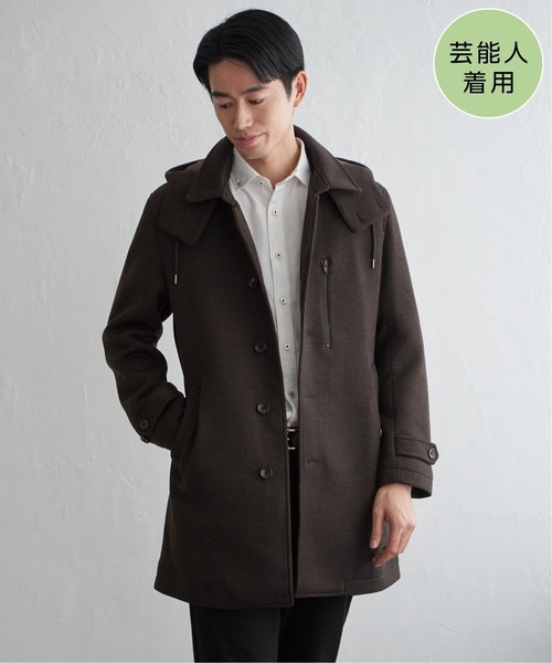 IKKA LOUNGE(イッカラウンジ)の「【雑誌掲載】ウールライクニットステンカラーコート【芸能人着用】(ステンカラーコート・メンズ・ネイビー/ブラック/チャコール/ブラウン・M/L/XL/S)」の16枚目の写真