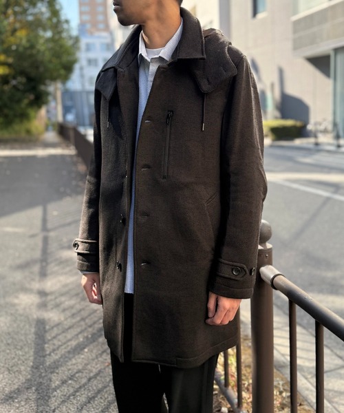 IKKA LOUNGE(イッカラウンジ)の「【雑誌掲載】ウールライクニットステンカラーコート【芸能人着用】(ステンカラーコート・メンズ・ネイビー/ブラック/チャコール/ブラウン・M/L/XL/S)」の14枚目の写真