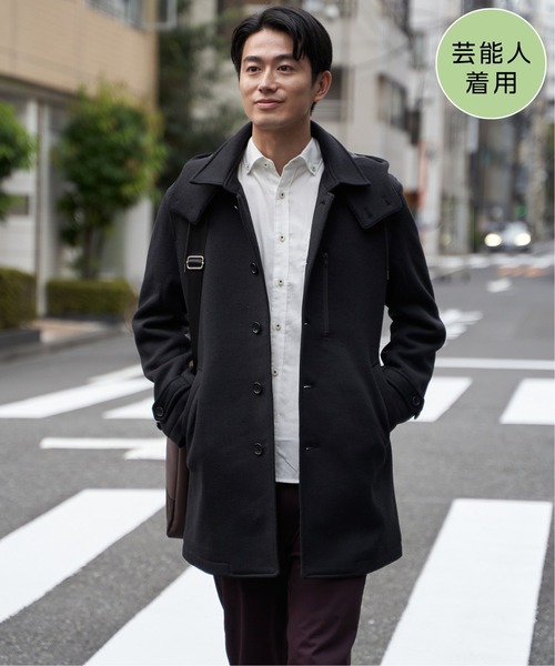 IKKA LOUNGE(イッカラウンジ)の「【雑誌掲載】ウールライクニットステンカラーコート【芸能人着用】(ステンカラーコート・メンズ・ネイビー/ブラック/チャコール/ブラウン・M/L/XL/S)」の15枚目の写真