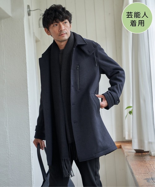 IKKA LOUNGE(イッカラウンジ)の「【雑誌掲載】ウールライクニットステンカラーコート【芸能人着用】(ステンカラーコート・メンズ・ネイビー/ブラック/チャコール/ブラウン・M/L/XL/S)」の17枚目の写真