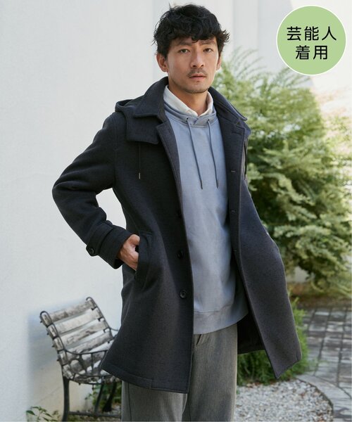 IKKA LOUNGE(イッカラウンジ)の「【雑誌掲載】ウールライクニットステンカラーコート【芸能人着用】(ステンカラーコート・メンズ・ネイビー/ブラック/チャコール/ブラウン・M/L/XL/S)」の18枚目の写真