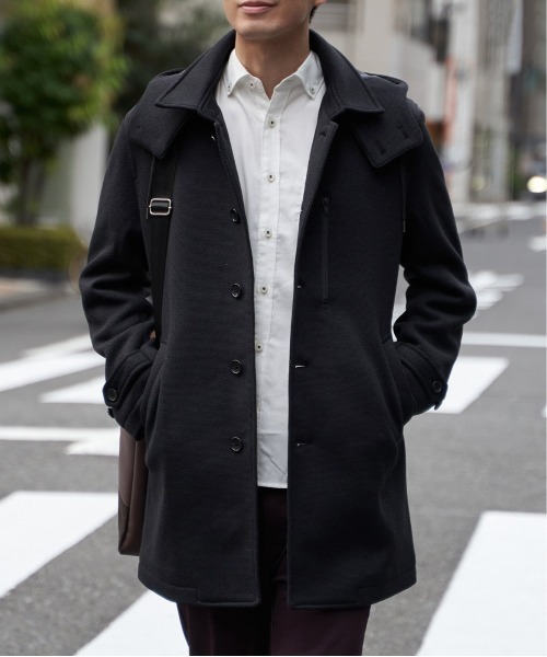 IKKA LOUNGE(イッカラウンジ)の「【雑誌掲載】ウールライクニットステンカラーコート【芸能人着用】(ステンカラーコート・メンズ・ネイビー/ブラック/チャコール/ブラウン・M/L/XL/S)」の21枚目の写真