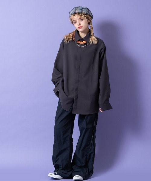a.p.o.v.(エーピーオービー)の「a.p.o.v. 比翼ボタンオーバーサイズジャージードレスシャツ(シャツ/ブラウス・メンズ・ライトグレー/ブラック/ライトブルー/チャコール/ホワイト・ONESIZE)」の13枚目の写真
