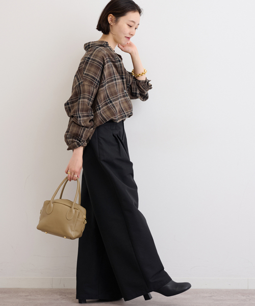 JOURNAL STANDARD relume（ジャーナルスタンダード　レリューム）の「《追加》CHECKオーバーサイズシャツ（シャツ/ブラウス・レディース・ブルー系その他/ブラウン/ベージュ・FREE）」の5枚目の写真