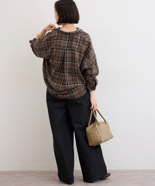 JOURNAL STANDARD relume（ジャーナルスタンダード　レリューム）の「《追加》CHECKオーバーサイズシャツ（シャツ/ブラウス・レディース・ブルー系その他/ブラウン/ベージュ・FREE）」の6枚目の写真