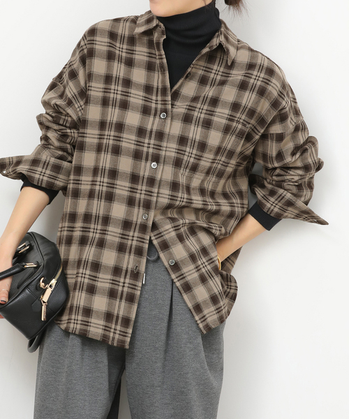 JOURNAL STANDARD relume（ジャーナルスタンダード　レリューム）の「《追加》CHECKオーバーサイズシャツ（シャツ/ブラウス・レディース・ブルー系その他/ブラウン/ベージュ・FREE）」の14枚目の写真