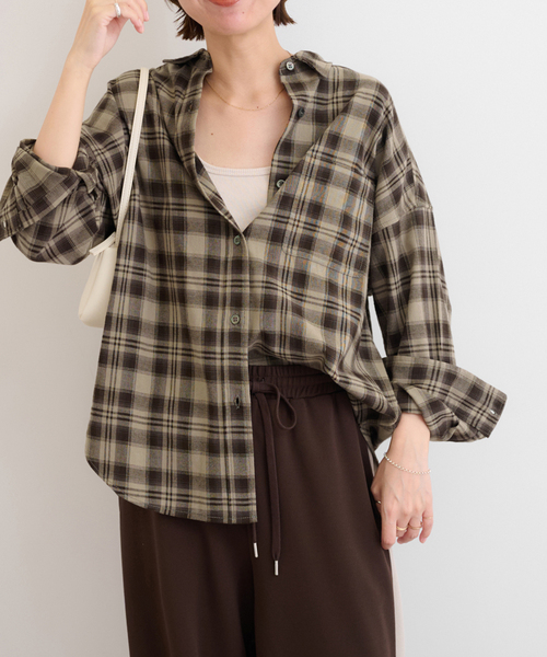 JOURNAL STANDARD relume（ジャーナルスタンダード　レリューム）の「《追加》CHECKオーバーサイズシャツ（シャツ/ブラウス・レディース・ブルー系その他/ブラウン/ベージュ・FREE）」の21枚目の写真