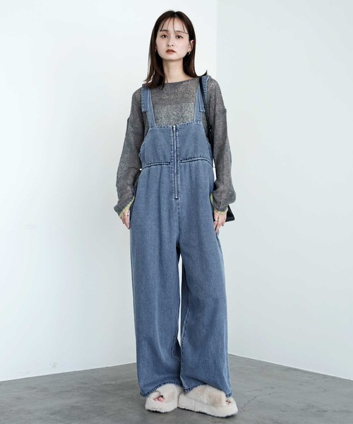 Bulue.（ブルー）の「【Bulue.】デニムサロペット（サロペット/オーバーオール・レディース・ブラック/ブルー/インディゴブルー・FREE）」の3枚目の写真