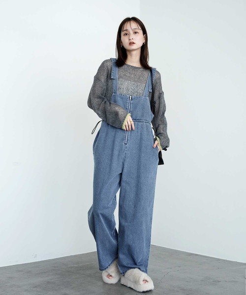 Bulue.（ブルー）の「【Bulue.】デニムサロペット（サロペット/オーバーオール・レディース・ブラック/ブルー/インディゴブルー・FREE）」の4枚目の写真