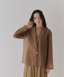 シアー」に該当するテーラードジャケット（ブラウン/茶色系