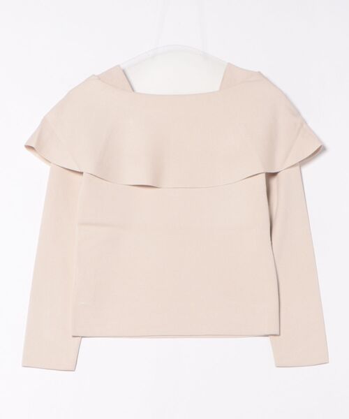 STRAWBERRY-FIELDS（ストロベリーフィールズ）の「シェルストレッチ_釦付きケープ風ニット（ニット/セーター・レディース・ブラック/ピンクベージュ/ローズ・2）」の12枚目の写真