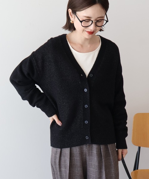 セール】Vネックラメニットカーディガン（カーディガン/ボレロ
