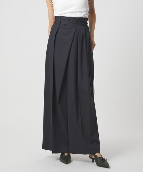 EMMEL REFINES（エメルリファインズ）の「＜EMMEL REFINES＞EM ダブルベルト ラップライク パンツ（スラックス・レディース・ベージュ/ダークグレー・M/S）」の4枚目の写真