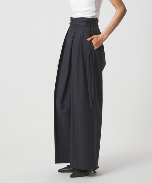 EMMEL REFINES（エメルリファインズ）の「＜EMMEL REFINES＞EM ダブルベルト ラップライク パンツ（スラックス・レディース・ベージュ/ダークグレー・M/S）」の5枚目の写真