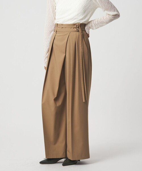 EMMEL REFINES（エメルリファインズ）の「＜EMMEL REFINES＞EM ダブルベルト ラップライク パンツ（スラックス・レディース・ベージュ/ダークグレー・M/S）」の11枚目の写真