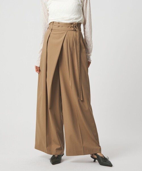 EMMEL REFINES（エメルリファインズ）の「＜EMMEL REFINES＞EM ダブルベルト ラップライク パンツ（スラックス・レディース・ベージュ/ダークグレー・M/S）」の12枚目の写真