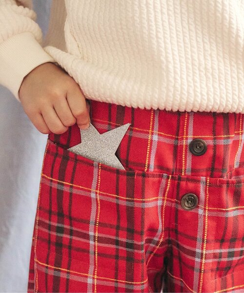 apres les cours（アプレレクール）の「【リンク】フロントボタンチェックパンツ（その他パンツ・キッズ・サックスブルー/レッド・80/90/100/110/120/130）」の5枚目の写真