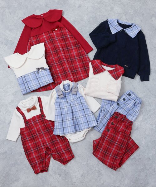 apres les cours（アプレレクール）の「【リンク】フロントボタンチェックパンツ（その他パンツ・キッズ・サックスブルー/レッド・80/90/100/110/120/130）」の10枚目の写真