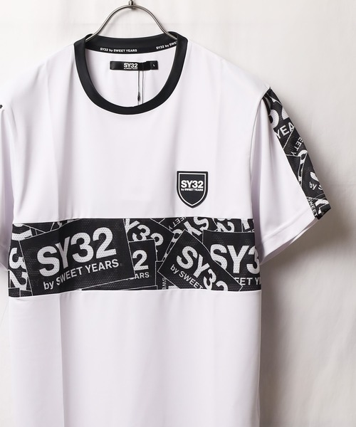 SY32 by SWEET YEARS(エスワイサーティトゥバイスィートイヤーズ)の「【RES】【SY32 by SWEET YEARS】ACTIVE EXCHANGE BOX LOGO TEE(Tシャツ/カットソー・メンズ・ブラック/ホワイト・LARGE/MEDIUM/XX-LARGE/X-LARGE/SMALL)」の6枚目の写真