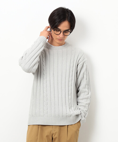 COMME CA ISM(コムサイズム)の「モール ケーブル入りワイドリブニット(ニット/セーター・メンズ・ミント/サックスブルー/ブラック/グレー・LARGE/MEDIUM)」の3枚目の写真