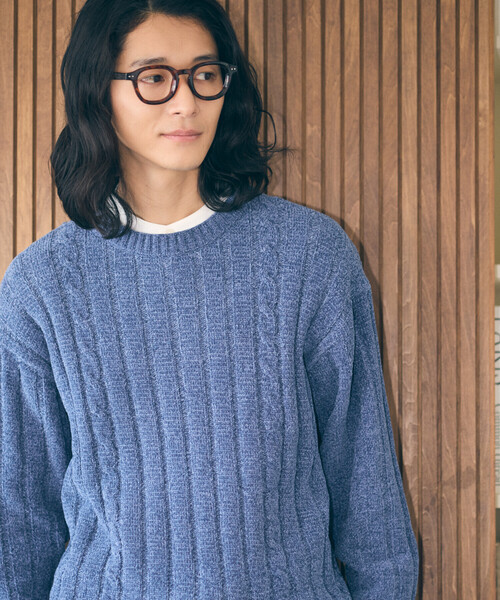 COMME CA ISM(コムサイズム)の「モール ケーブル入りワイドリブニット(ニット/セーター・メンズ・ミント/サックスブルー/ブラック/グレー・LARGE/MEDIUM)」の4枚目の写真