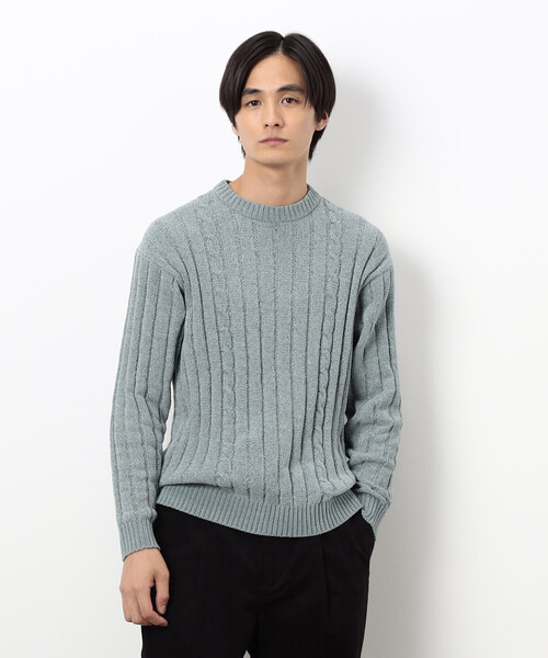 COMME CA ISM(コムサイズム)の「モール ケーブル入りワイドリブニット(ニット/セーター・メンズ・ミント/サックスブルー/ブラック/グレー・LARGE/MEDIUM)」の1枚目の写真